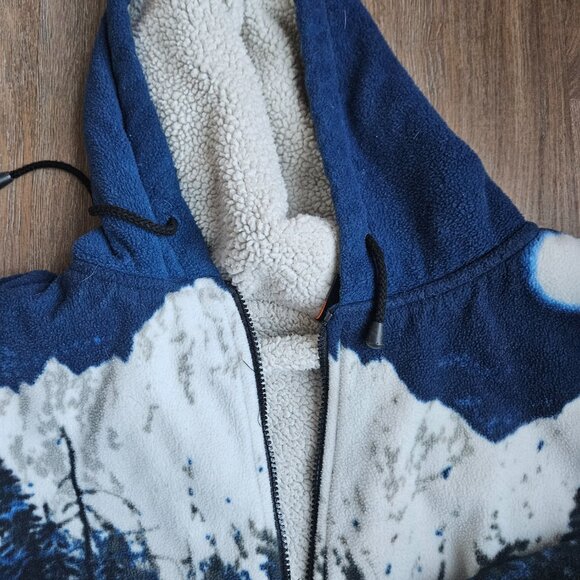 Vintage 90s Wolf Nature Hoodie Sherpa  Fleece Unisex No Tags See Description - Picture 4 of 5